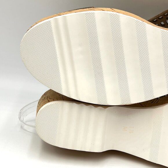 Vaneli Womens Size 11.5 Metallic‎ Gold Perforated Wedges Sandals Shoes - Picture 9 of 13